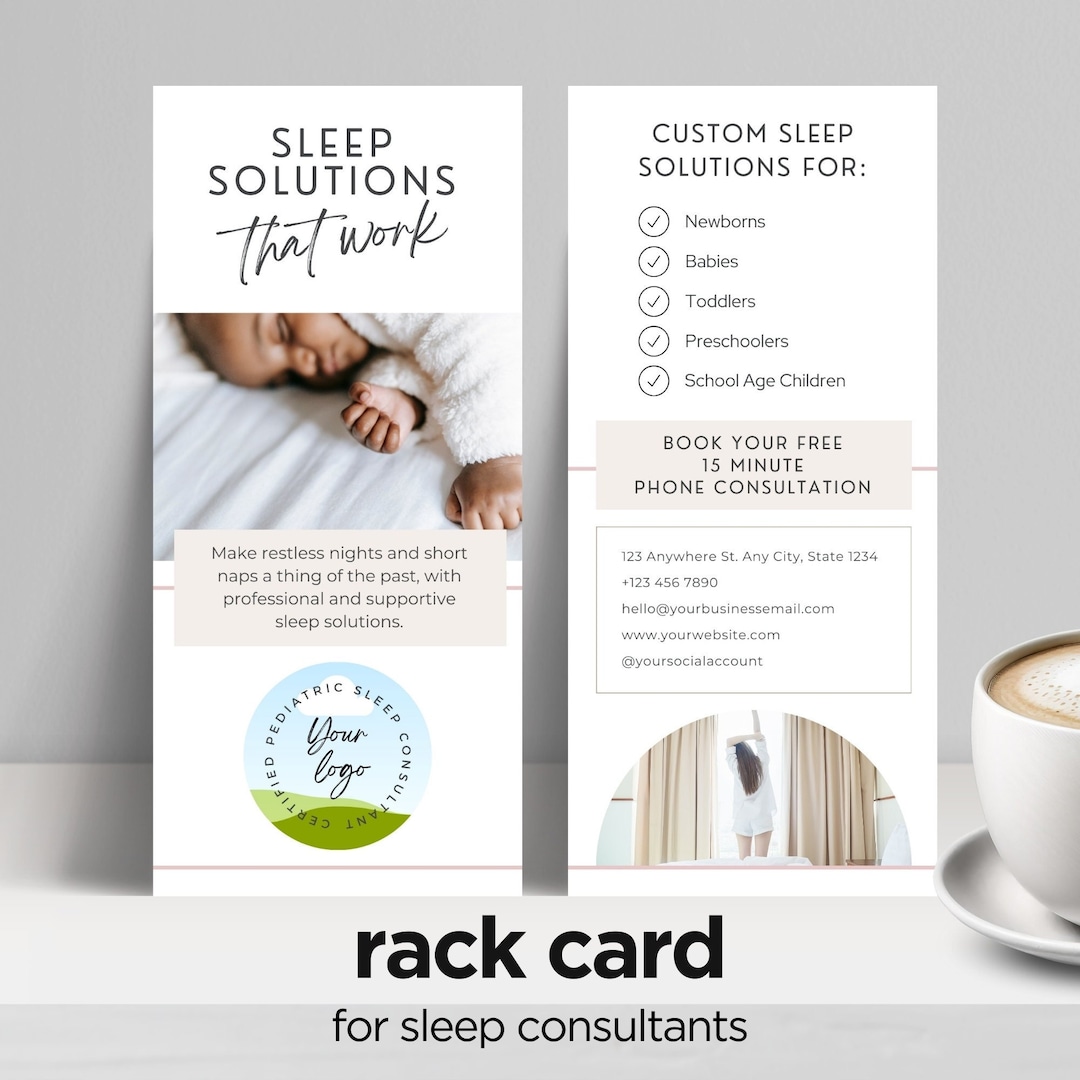 Rack Card for Sleep Consultant, Marketing Template, Canva Editable ...