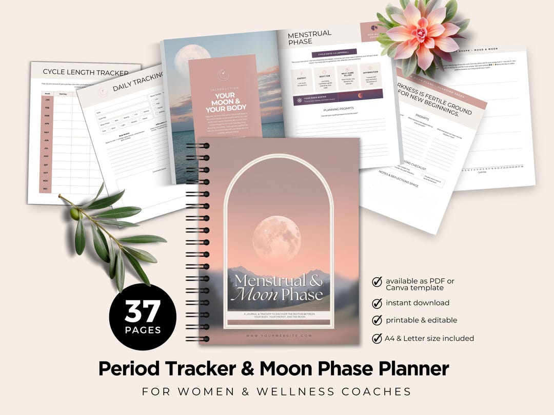 Period Tracker Moon Phase, Printable Cycle Journal, Self-care Planner ...