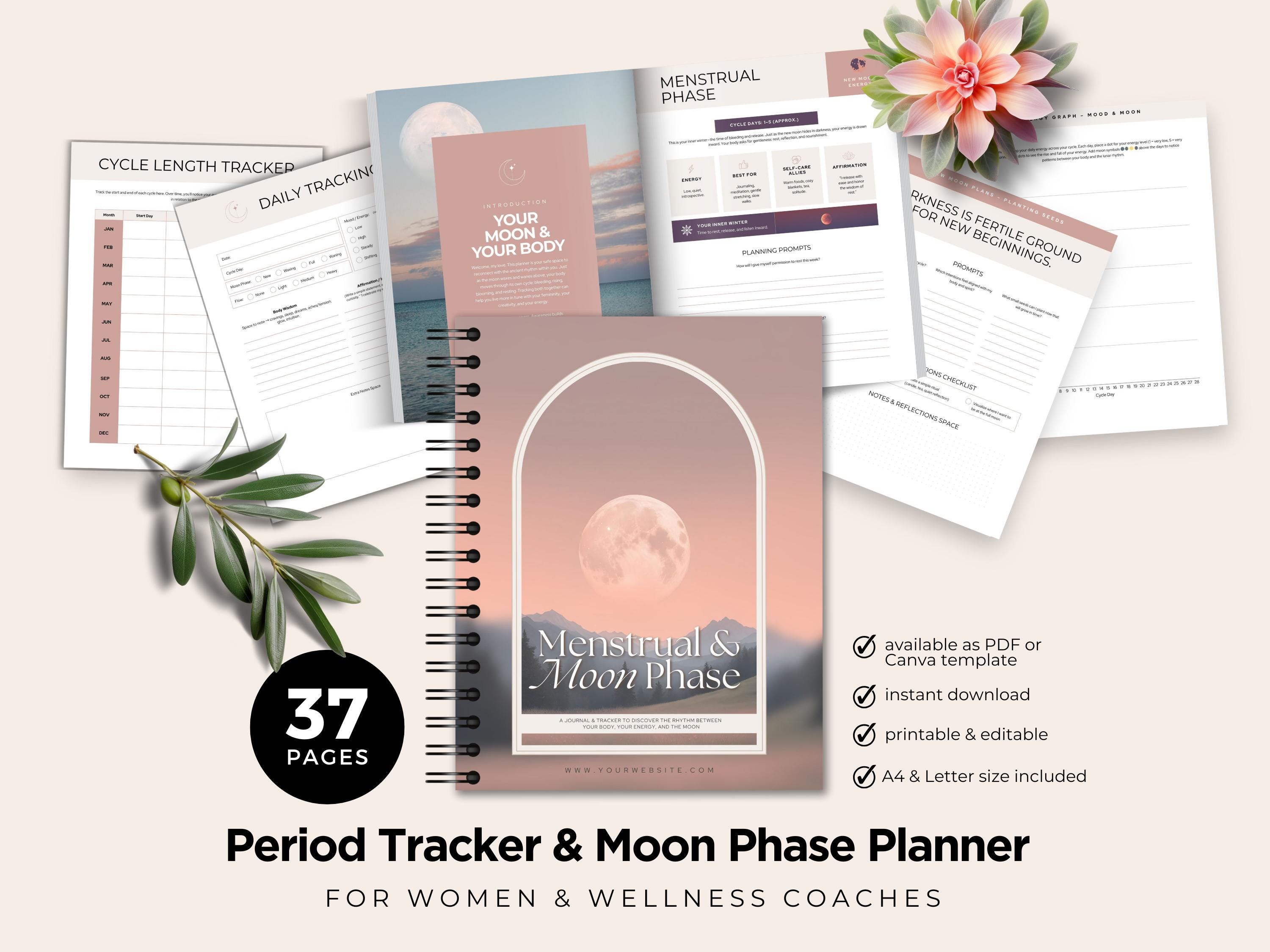 Period Tracker Moon Phase, Printable Cycle Journal, Self-care Planner ...