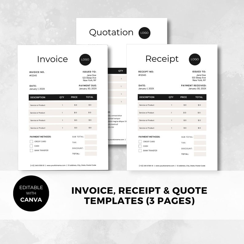 Well Design Invoice Invoice Template Canva | Modern Invoice | Editable Invoice | Job ...