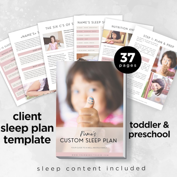 Toddler Preschool Sleep Plan Template, Sleep Consultants, Child Sleep Coach, Pediatric Sleep Plan, Sleep Training Guide, Editable in Canva