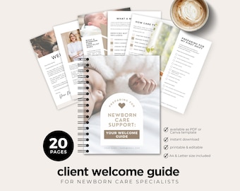 Newborn Care Specialist Client Welcome Guide, NCS Infant Care Onboarding, Instant Download, Editable in Canva