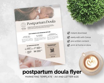 Postpartum Doula Flyer Template: Canva Doula Marketing (Digital Download)
