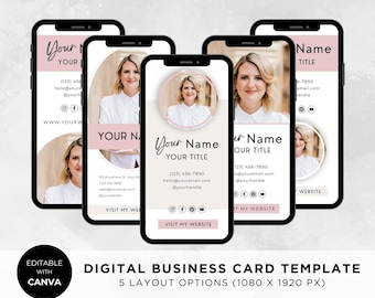Digital Business Card Canva Template, Textable Card, Clickable Business Card, Instant Download, DIY Editable Business Card, Consultant SS002