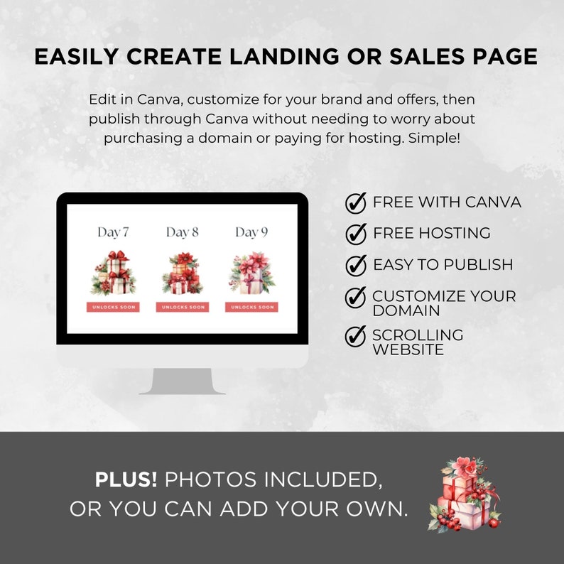 Canva Website Template, Seasonal Landing Page, Christmas Countdown ...