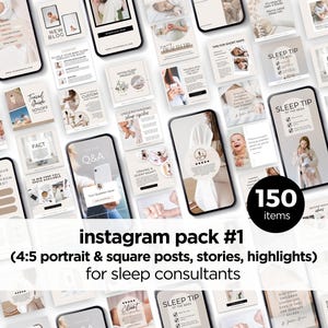 Modelli Instagram Consulente del sonno, Post sui social media, Pacchetto post Instagram, Modifica Canva, Post, Storie, Momenti salienti, Instagram estetico