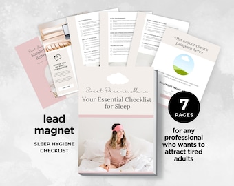 Lead Magnet, modelo de brinde, lista de verificação de higiene do sono, hábitos de saúde do sono, folheto sobre o sono, e-book pronto para você, modelo do Canva, dica sobre insônia