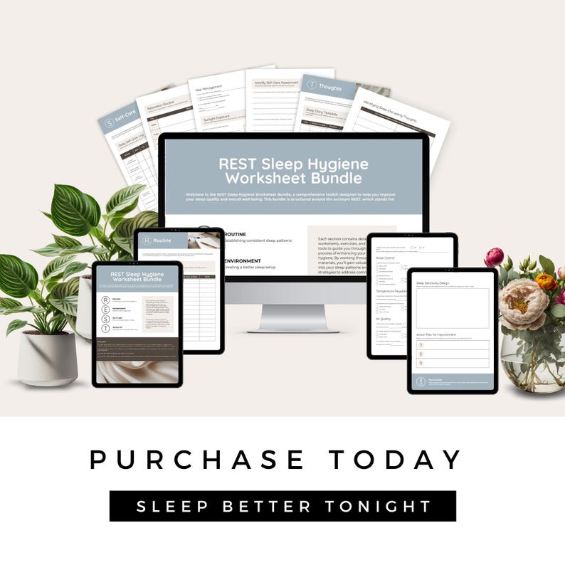 Purchase the Sleep Hygiene Worksheet Bundle today, and sleep better tonight.