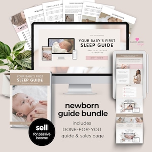 Newborn Sleep Guide and Sales Page Bundle, Sleep Consultant Template, Canva Landing Page, Digital Product Sales Page Canva, Editable Ebook