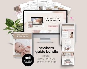 Newborn Sleep Guide & Sales Page Template: Canva Editable Ebook (Digital Download)
