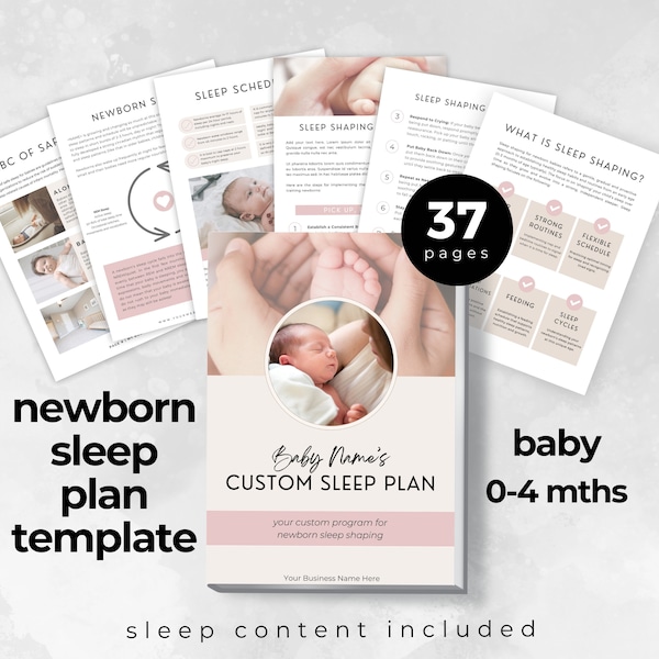 Newborn Sleep Plan Template for Sleep Consultants, Postpartum Doula, Baby Sleep Coach, Sleep Shaping Tips, Editable in Canva, Ebook template