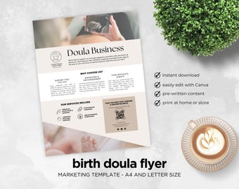 Birth Doula Business Flyer Template: Canva Design (Printable)