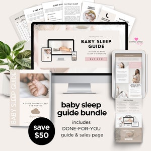 Baby Sleep Guide and Sales Page Bundle, Sleep Consultant Template, Canva Landing Page, Digital Product Sales Page Canva, Edit Download Ebook