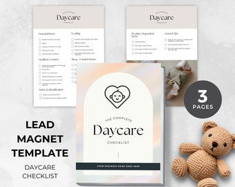 Daycare Checklist Template | Opt-In Freebie Templates | Editable Packing List For Daycare | Childcare Packing List | Lead Magnet Template