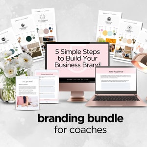 Paquete de marca, libro de trabajo de identidad de marca, kit de marca, colores del tablero de marca, guía de estilo de marca, coaching de vida, coach empresarial, plantilla de Canva