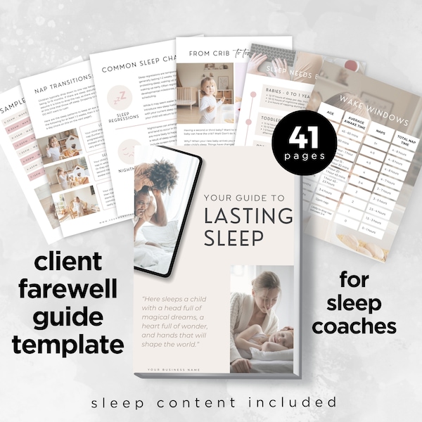 Client Farewell Guide Template, Sleep Consultants, Child Sleep Coach, Pediatric Sleep Guide, Sleep Tips, Ebook Template, Editable in Canva