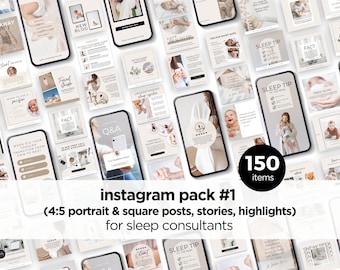 Sleep Consultant Instagram Template Pack #1, Sleep Consultant Social Media Posts, Infant Sleep Coach, Baby Nurse Instagram, Edit in Canva