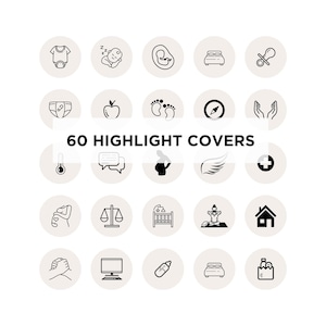 Image of Instagram Highlight Covers included in Postpartum Doula Social Media Pack.