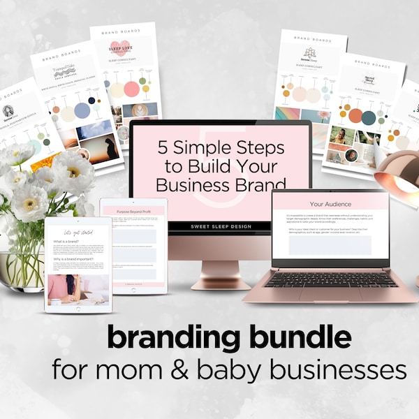 Branding Bundle, Brand Identity Workbook, Branding Kit, Brand Board Colors, Brand Style Guide, Mom and Baby Business, Edit Canva Template