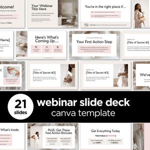 Feminine Webinar Slide Deck, Editable Canva Presentation for Online Courses, Coaching Consulting & Business Use, Pink and Soft Aesthetic