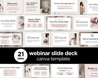 Feminine Webinar Slide Deck, Editable Canva Presentation for Online Courses, Coaching Consulting & Business Use, Pink and Soft Aesthetic