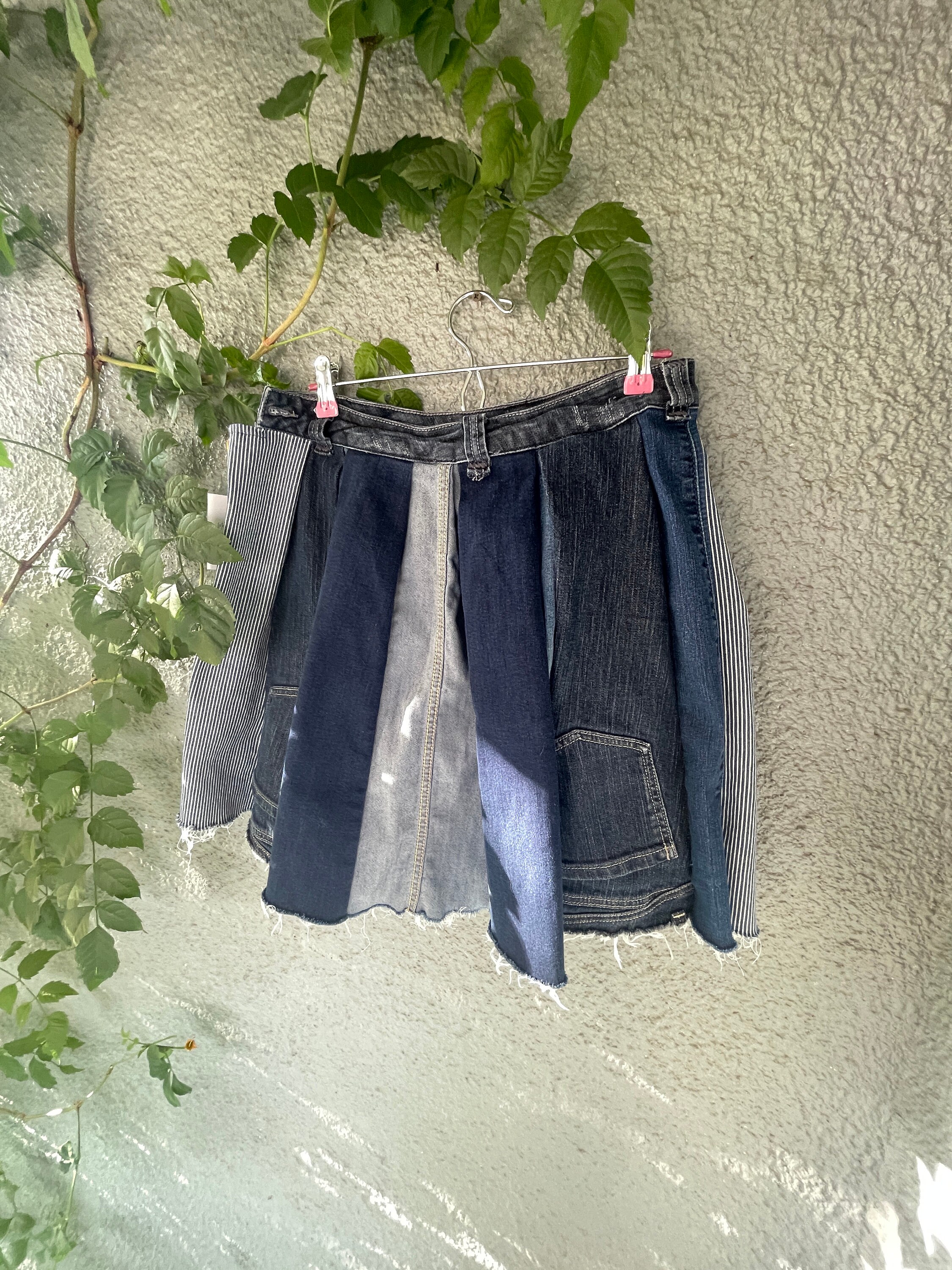 6 Denims Skirt Vertical Stripes Etsy