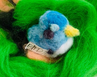 Chirpy The Blue Birdy - Needle Felted Figurine