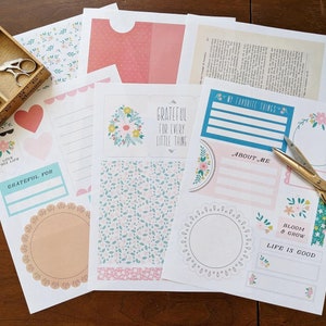 Whimsy Floral - Junk Journal Paper & Ephemera Kit Printable Digital Download