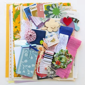 The Big Dipper | 75-Piece Ephemera Kit | Vintage Junk Journal Supplies | Paper, Fabric, Buttons, Flashcards & More