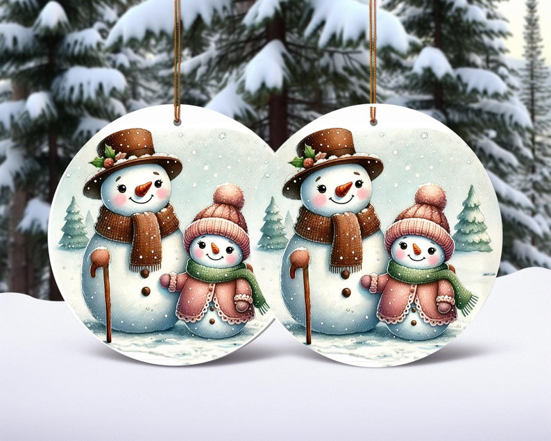 Snowman Ornament, Husband Wife Snowman Ornament, Christmas Gift for