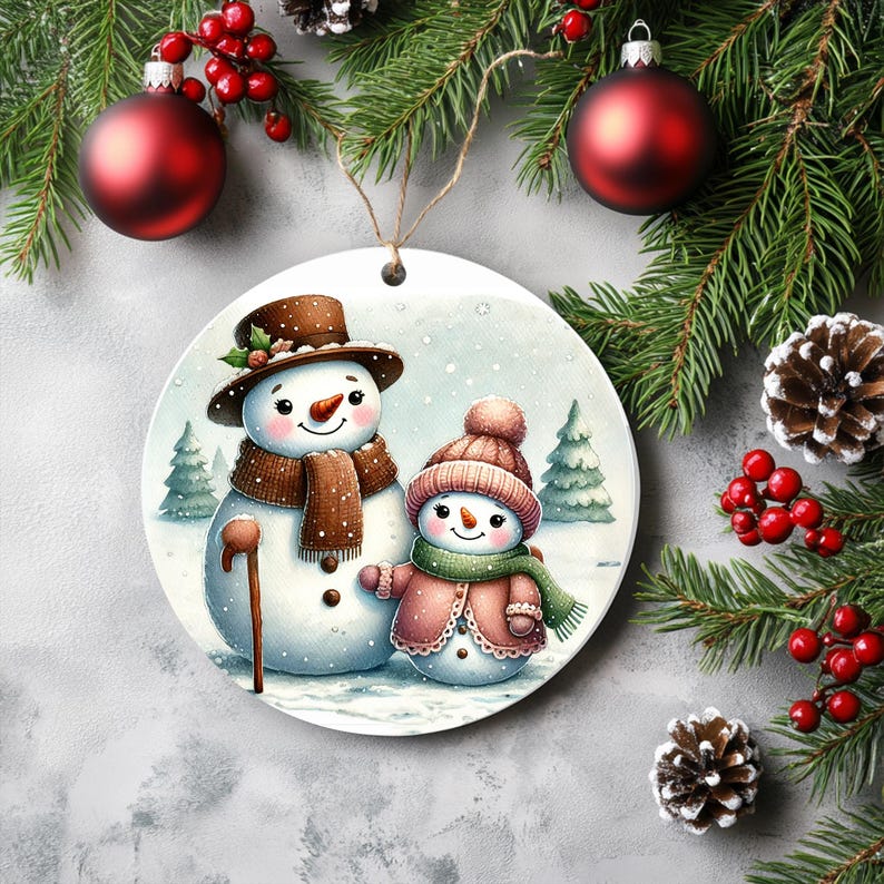 Snowman Ornament, Husband Wife Snowman Ornament, Christmas Gift for