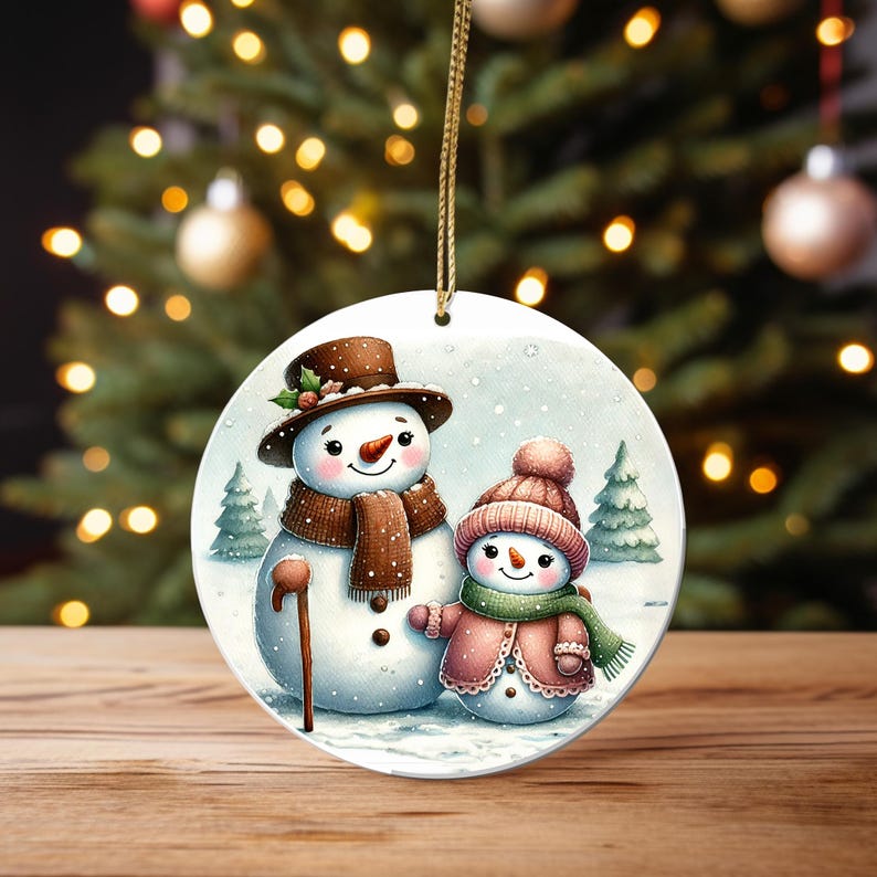 Snowman Ornament, Husband Wife Snowman Ornament, Christmas Gift for