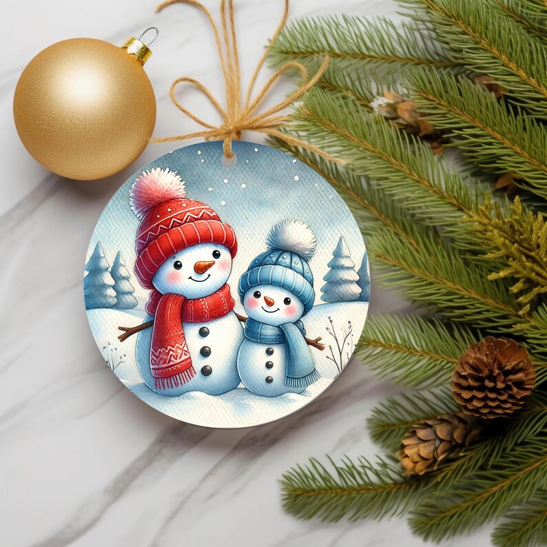 Snowman Ornament, Husband Wife Snowman Ornament, Christmas Gift for