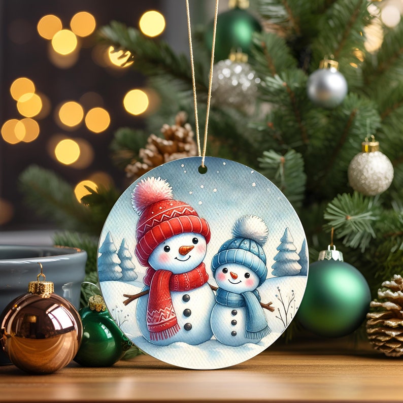 Snowman Ornament, Husband Wife Snowman Ornament, Christmas Gift for