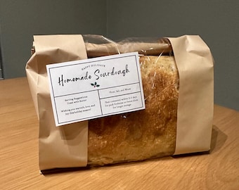 Etichette per le feste con pasta madre fatta in casa - Buone feste (download digitale - stampa a casa)