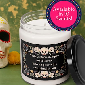 Dia de los Muertos Decor, Vela con Poema Mexicano, Ofrenda Accessory, Altar Candle, Mexican Home Decor, Novenario Candle, Mexican Grief Gift