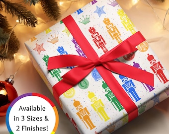 LGBTQ Nutcracker Wrapping Paper, Rainbow Pride Christmas Gift Paper, Equality Gift Wrap, Queer & Gay Pride Gift Wrapping, Inclusive Gifts