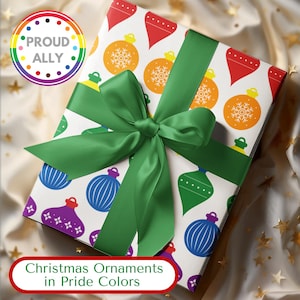 LGBTQ Inclusive Christmas Wrapping Paper, Equality Gift Wrap, Lesbian Gifts, LGBTQ Holiday Gifts, Pride Flag Colors, Gay Pride Wrapping