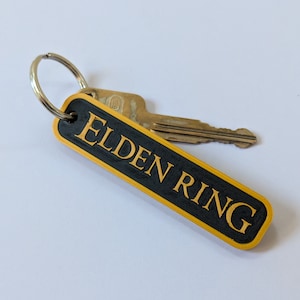 Elden Ring Title Double Sided Keychain - 3D Printed Gaming Accessory - Custom Video Game Merchandise - Gamer Gift - Geek Collectible