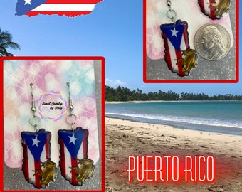 Puerto Rican earrings, Puerto Rican, coquí, gift for her, Puerto Rico flag, island