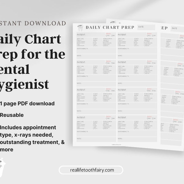 Daily Chart Prep for the Dental Hygienist *Digital Download* | Dental Hygiene | Clinical Resources | RDH