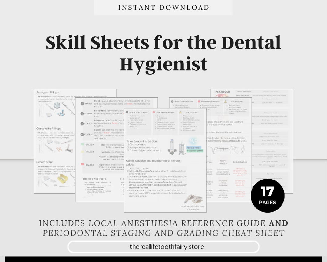 Skill Sheets for the Dental Hygienist digital Download Dental Hygienist ...