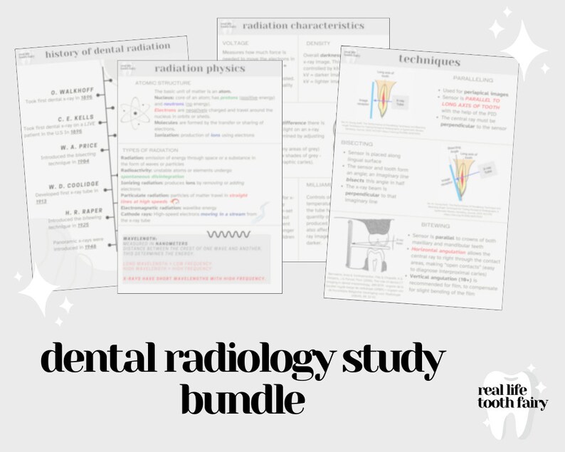 Dental Radiology PDF Study Bundle digital Download Dental Hygiene Notes, Dental Hygienist, RDH