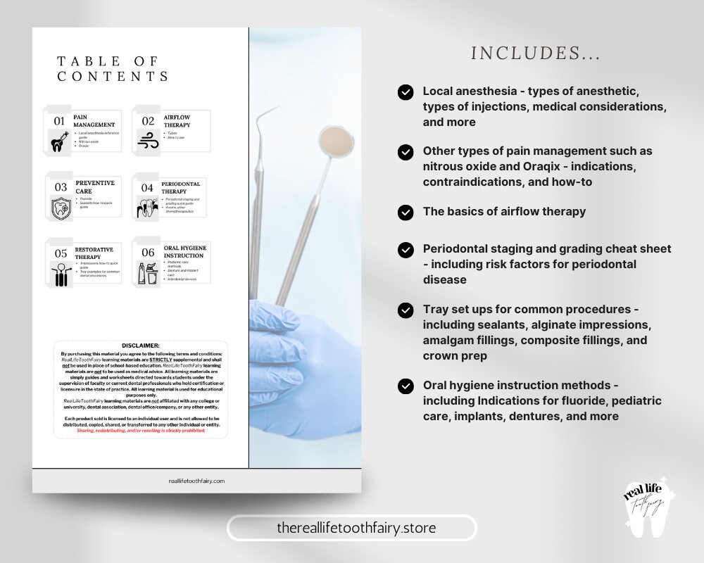 Skill Sheets for the Dental Hygienist digital Download Dental Hygienist