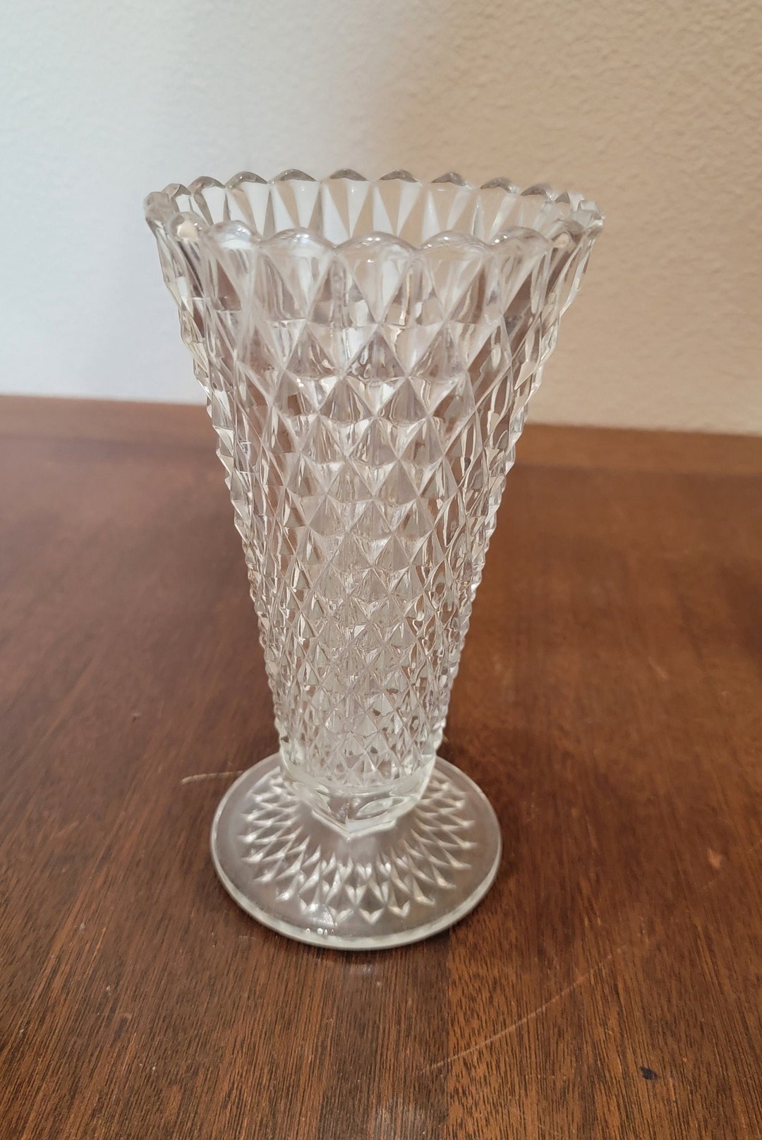 Vintage Clear Glass Vase Etsy