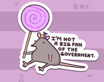 Cute Political Meme Rat Sticker ~ Glossy Vinyl Funny Hamster & Mouse Stickers For Water-Bottles, Laptops, Gifts etc. Offensive Rat Decals