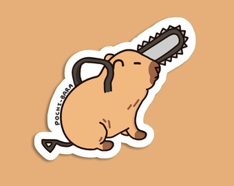 Capybara "Pochi-bara" Sticker ~ Glossy Vinyl Waterproof Cute & Funny Anime Meme Sticker For Water Bottles, Laptops, Gifts etc.