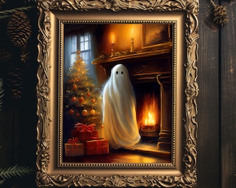 Christmas Ghost Art Print: Spooky Victorian Gothic Home Decor (Digital Download)