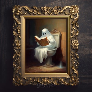 Ghost Reading on Toilet Vintage Art Print (Digital Download)