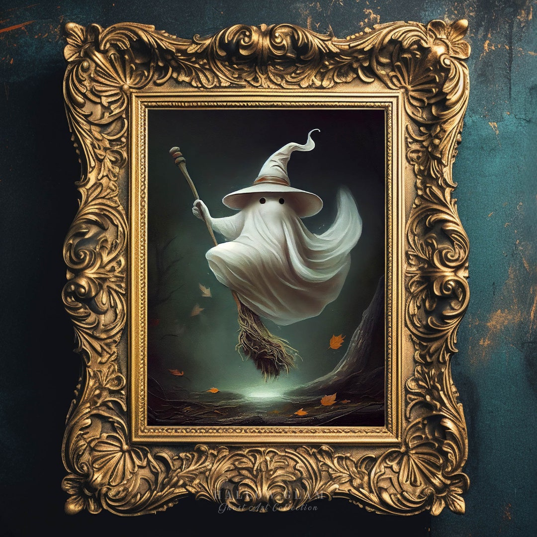 Ghost Witch Broomstick Print, Halloween Decor, Witch Art, Dark Academia ...